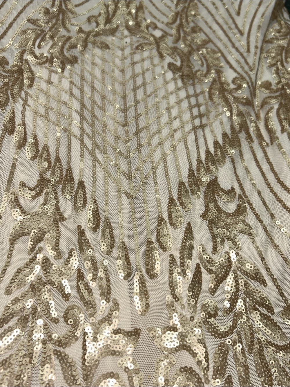 R&M Richards Aurora Dreamscape Evening Gown Ivory & Gold Hand-Beaded W/ Cover 14 - Picture 7 of 11